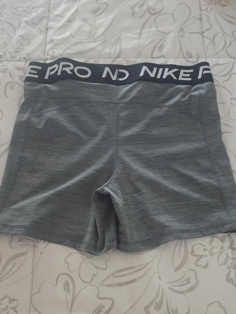 Nike Gray Performance Pro Shorts with Black Waistband